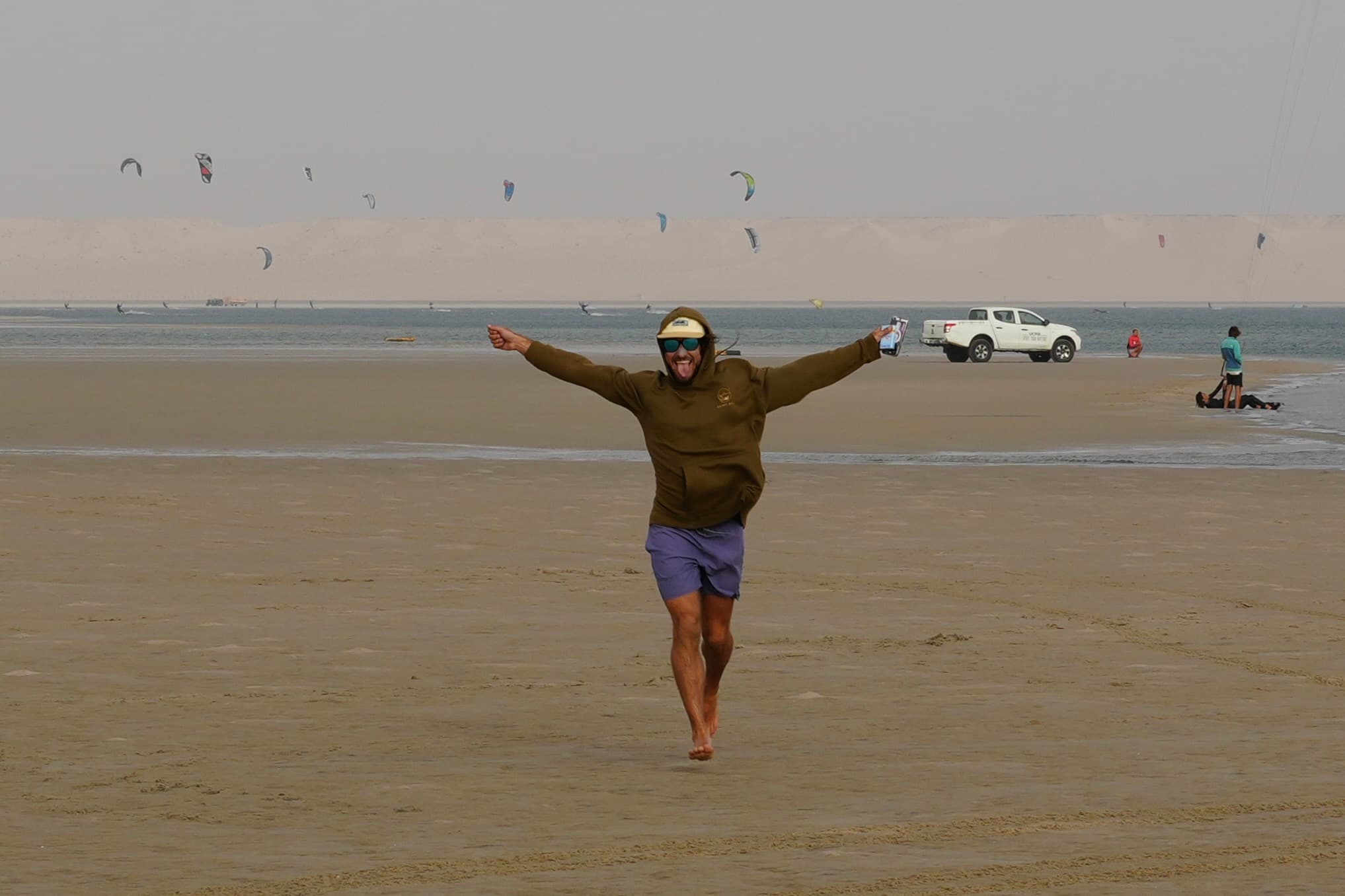 Dakhla kitesurfing — the Río de Oro lagoon between desert and Atlantic, Western Sahara, Morocco