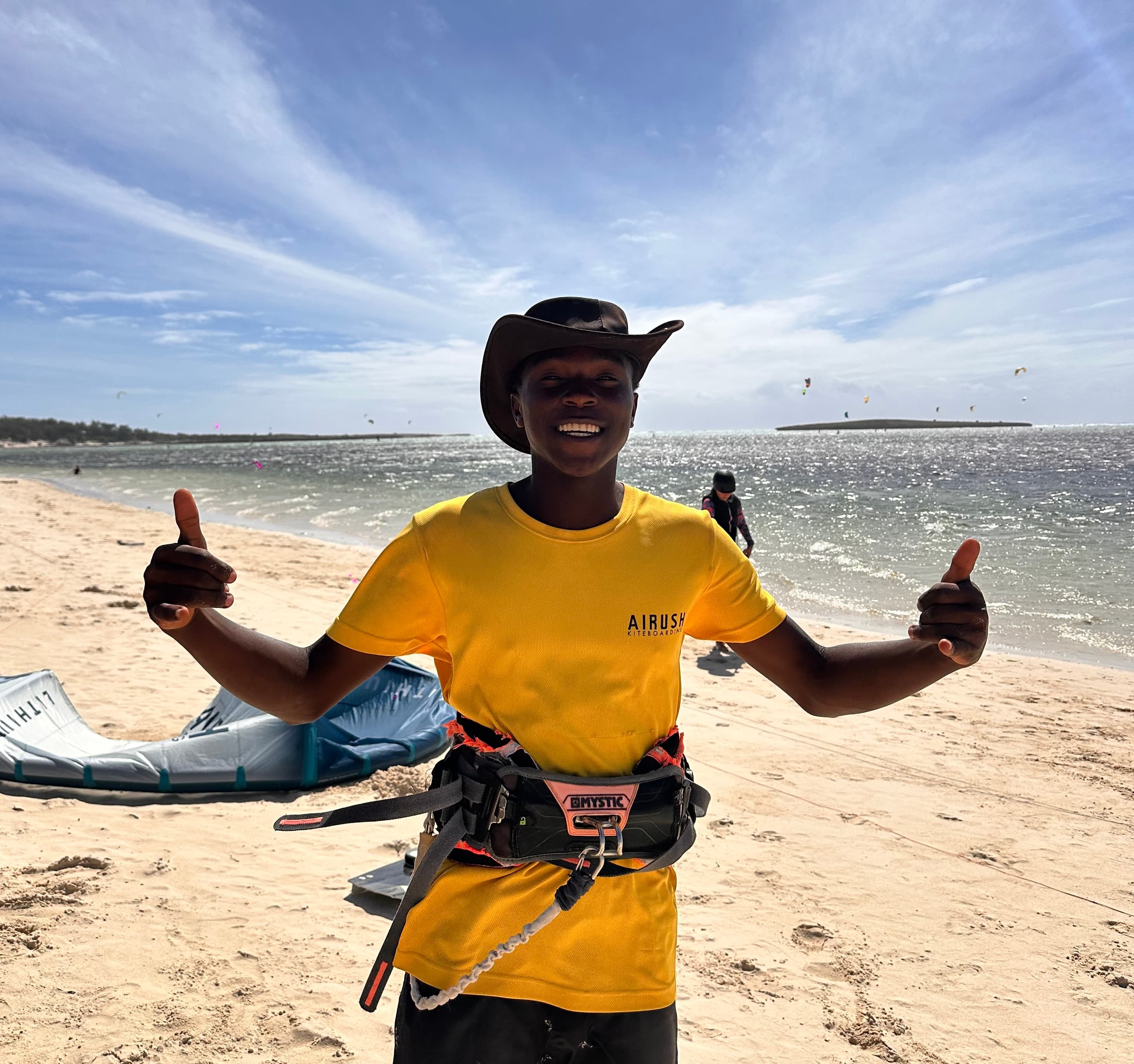 Sakalava Bay kitesurfing — reef-enclosed turquoise lagoon with the Varatraza trade wind, Diana, Madagascar